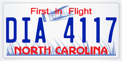 NC license plate DIA4117