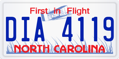NC license plate DIA4119