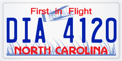 NC license plate DIA4120