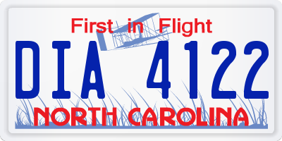NC license plate DIA4122