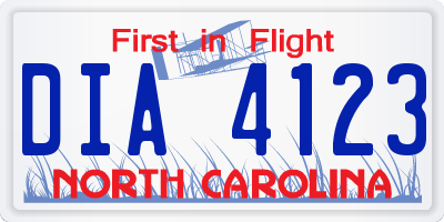 NC license plate DIA4123
