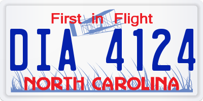 NC license plate DIA4124