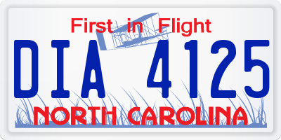 NC license plate DIA4125