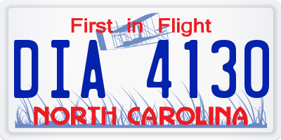 NC license plate DIA4130