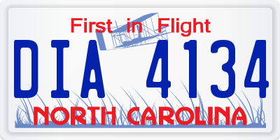 NC license plate DIA4134