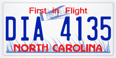 NC license plate DIA4135