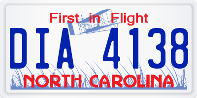NC license plate DIA4138