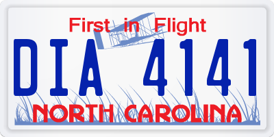 NC license plate DIA4141
