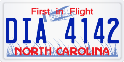 NC license plate DIA4142