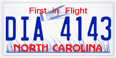NC license plate DIA4143