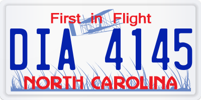 NC license plate DIA4145
