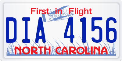 NC license plate DIA4156