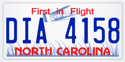 NC license plate DIA4158