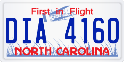 NC license plate DIA4160
