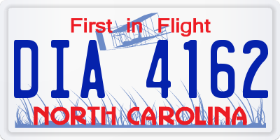 NC license plate DIA4162