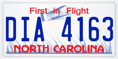 NC license plate DIA4163