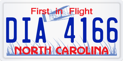 NC license plate DIA4166