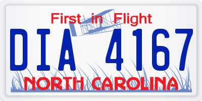 NC license plate DIA4167