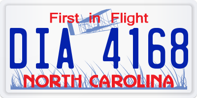 NC license plate DIA4168