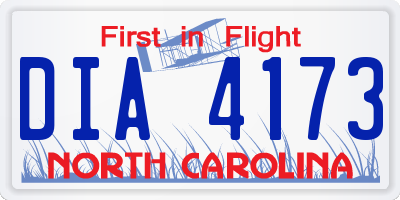 NC license plate DIA4173