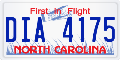 NC license plate DIA4175