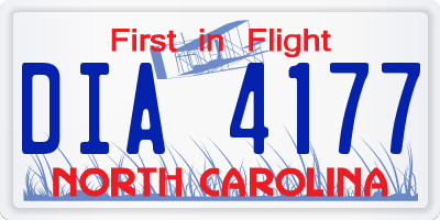 NC license plate DIA4177