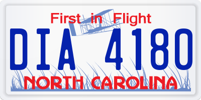 NC license plate DIA4180