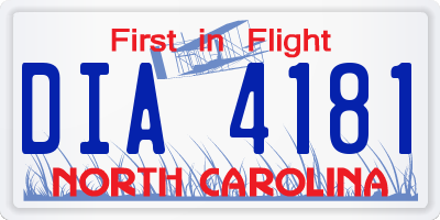NC license plate DIA4181