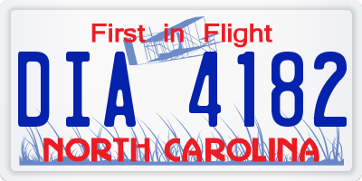 NC license plate DIA4182