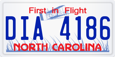 NC license plate DIA4186