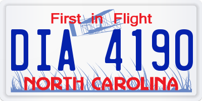 NC license plate DIA4190