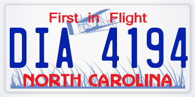 NC license plate DIA4194