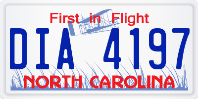 NC license plate DIA4197