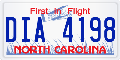 NC license plate DIA4198