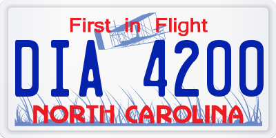 NC license plate DIA4200