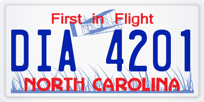 NC license plate DIA4201