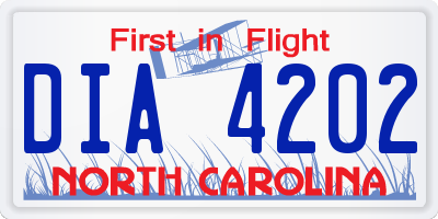 NC license plate DIA4202