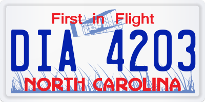 NC license plate DIA4203