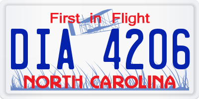 NC license plate DIA4206