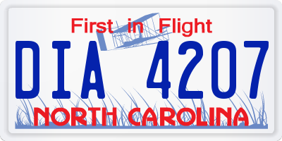 NC license plate DIA4207