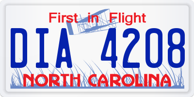 NC license plate DIA4208