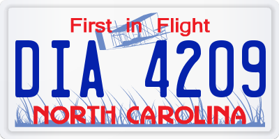 NC license plate DIA4209