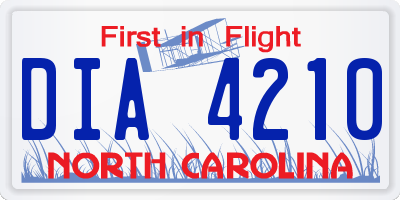 NC license plate DIA4210