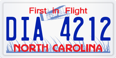 NC license plate DIA4212