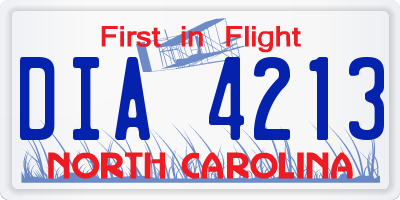 NC license plate DIA4213