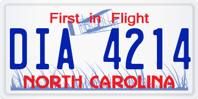 NC license plate DIA4214