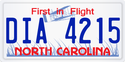 NC license plate DIA4215