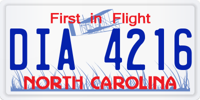 NC license plate DIA4216