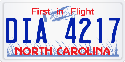 NC license plate DIA4217
