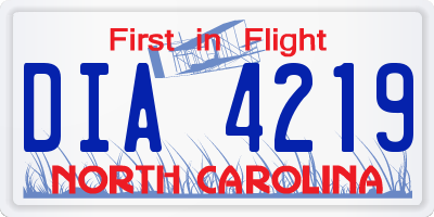 NC license plate DIA4219